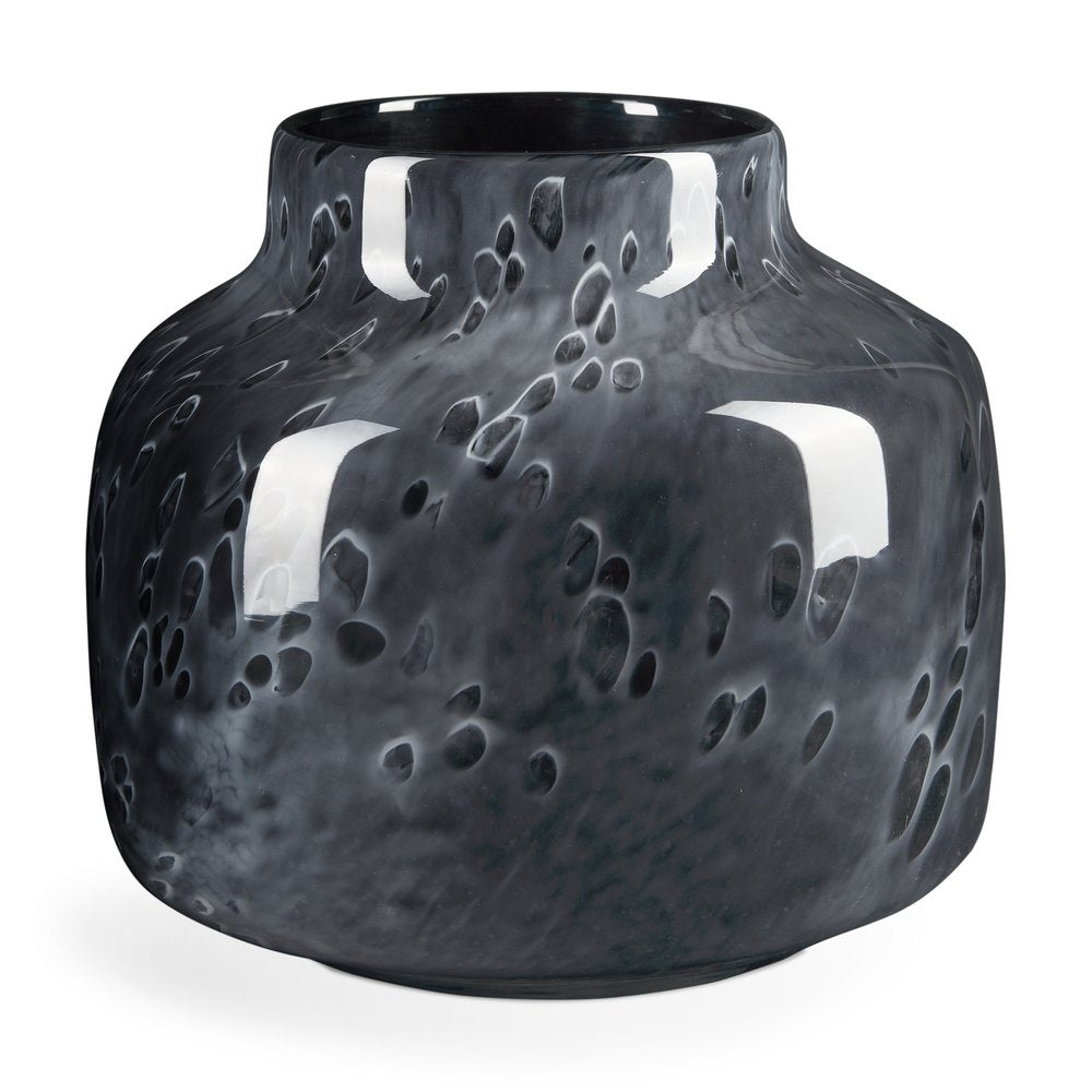 9" Black Mottled Round Glass Table Vase HomeRoots