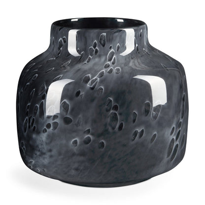 9" Black Mottled Round Glass Table Vase HomeRoots