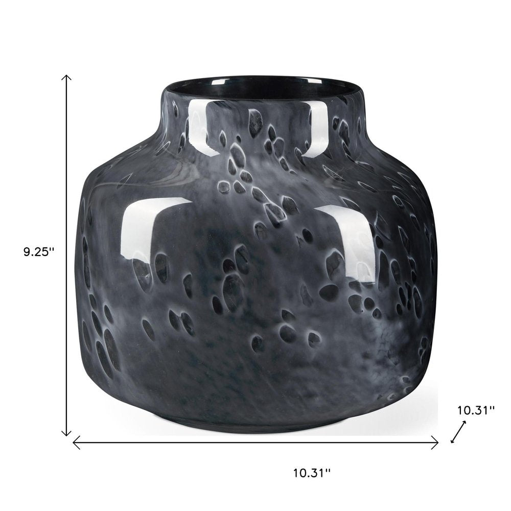 9" Black Mottled Round Glass Table Vase HomeRoots