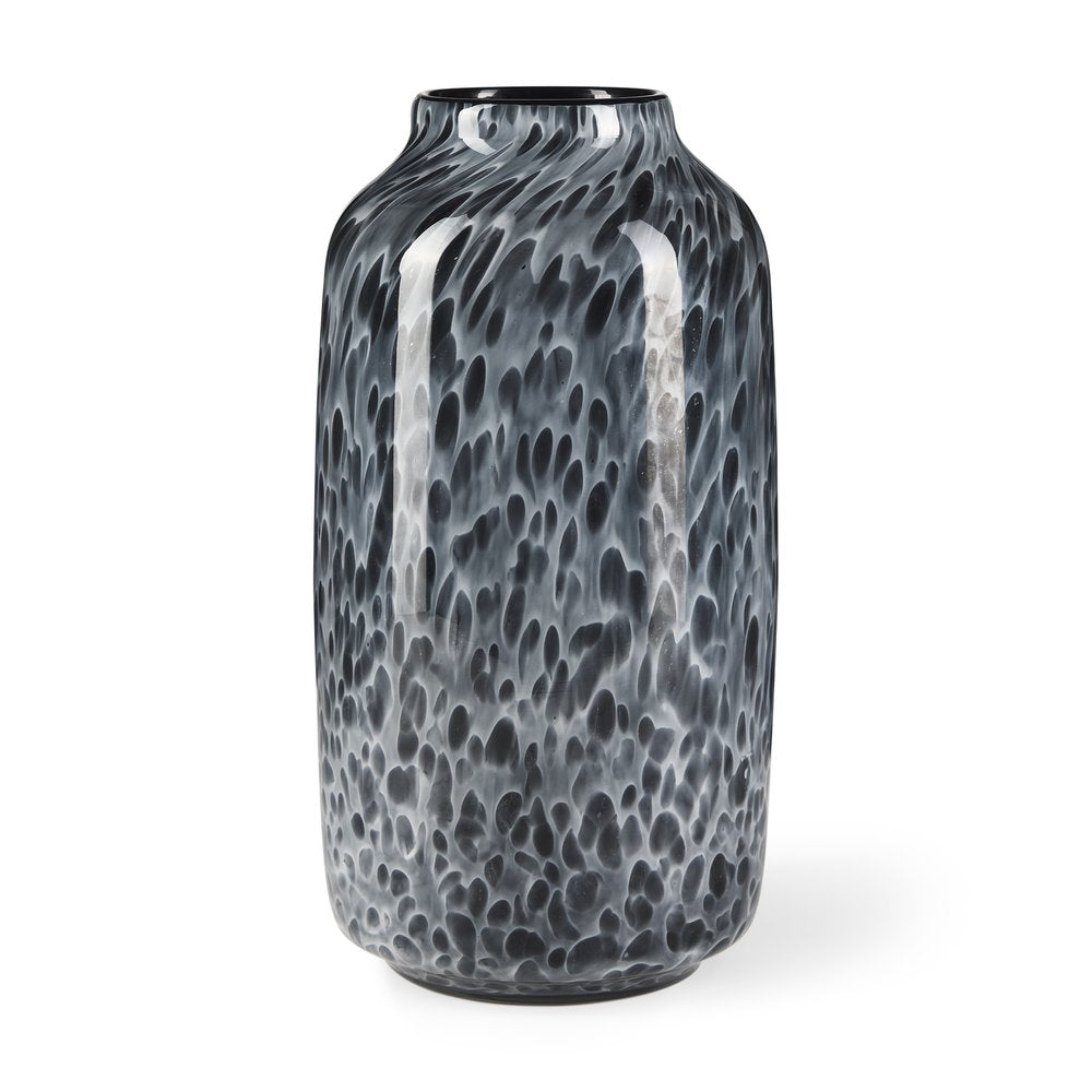 12" Black Mottled Cylinder Glass Table Vase HomeRoots