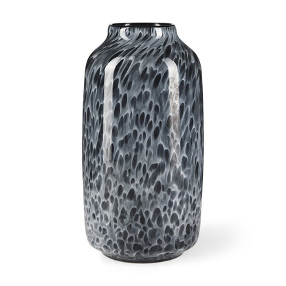 12" Black Mottled Cylinder Glass Table Vase HomeRoots