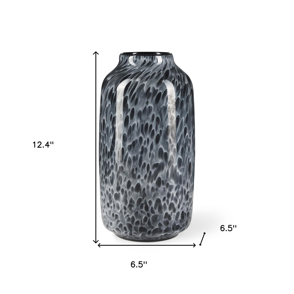 12" Black Mottled Cylinder Glass Table Vase HomeRoots
