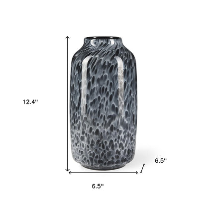 12" Black Mottled Cylinder Glass Table Vase HomeRoots