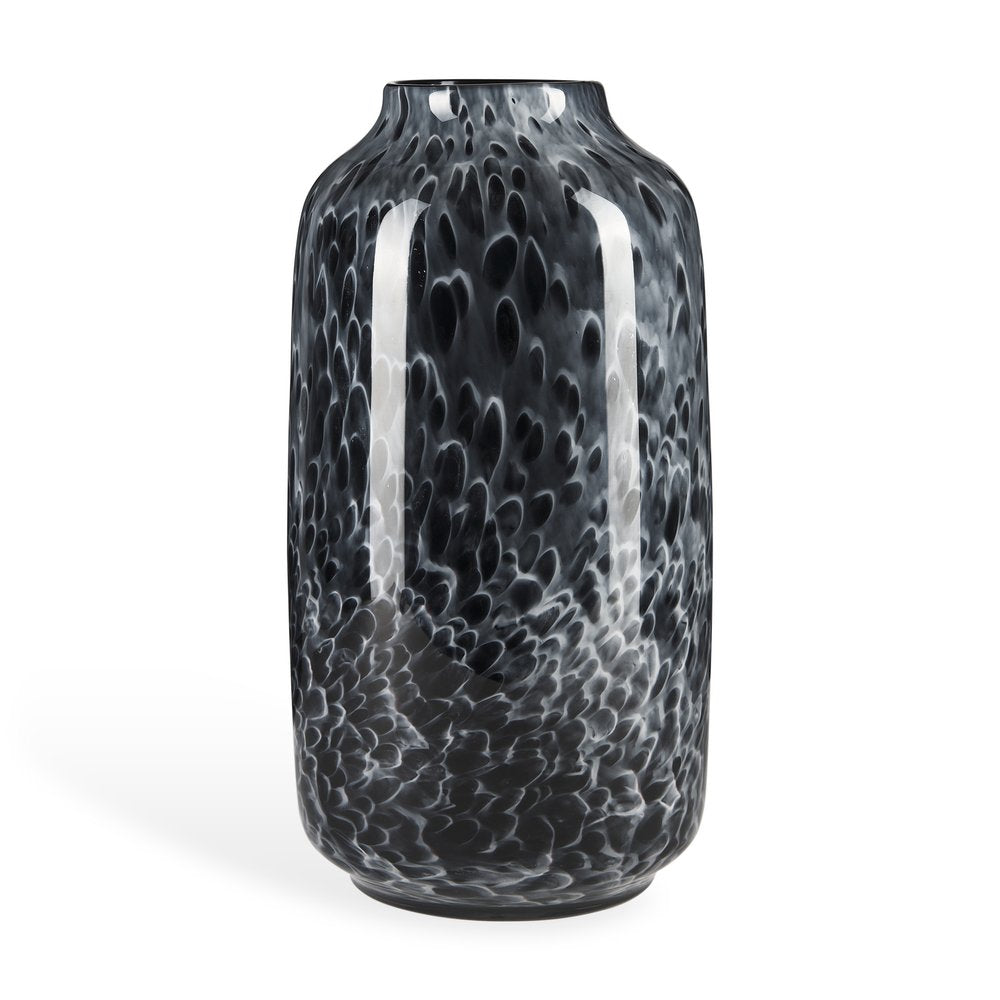 15" Black Mottled Cylinder Glass Table Vase HomeRoots