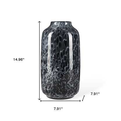 15" Black Mottled Cylinder Glass Table Vase HomeRoots