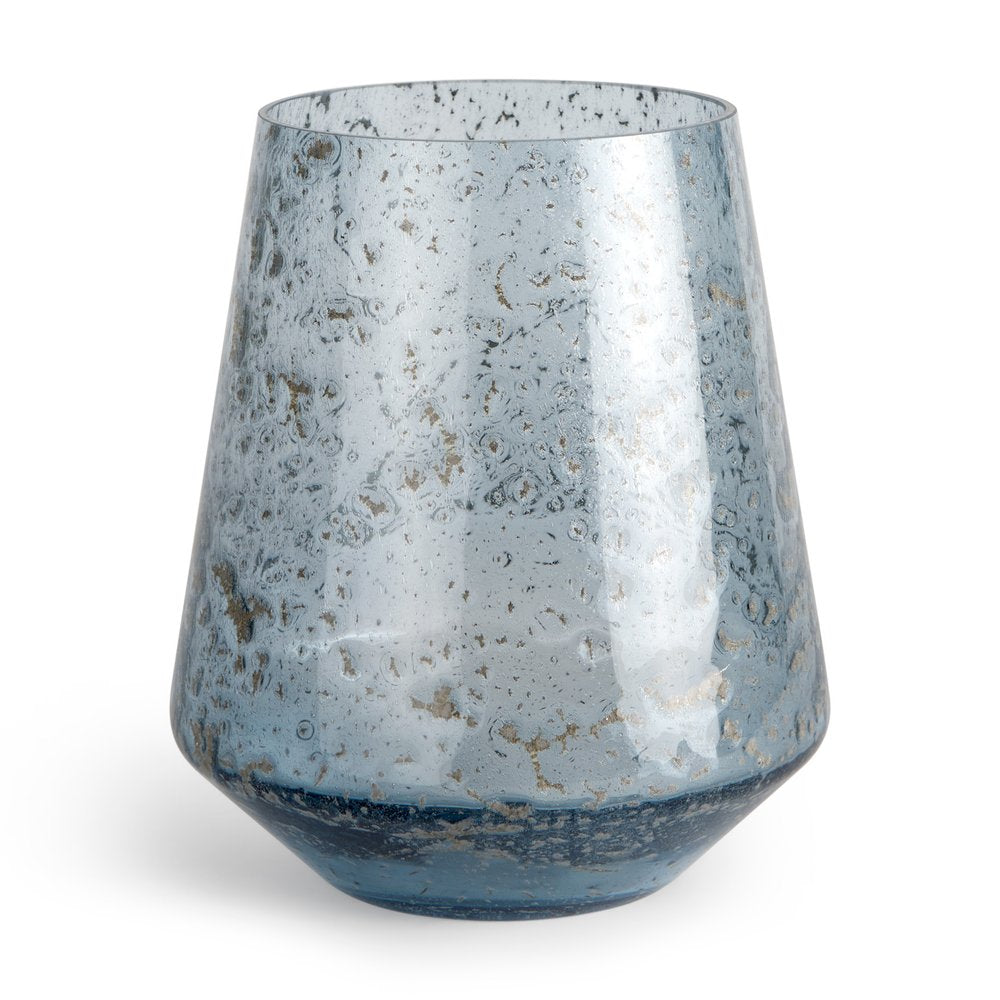 9" Blue Round Seeded Glass Table Vase — view 3
