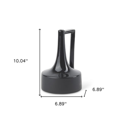 10" Black Ceramic Jug Vase HomeRoots