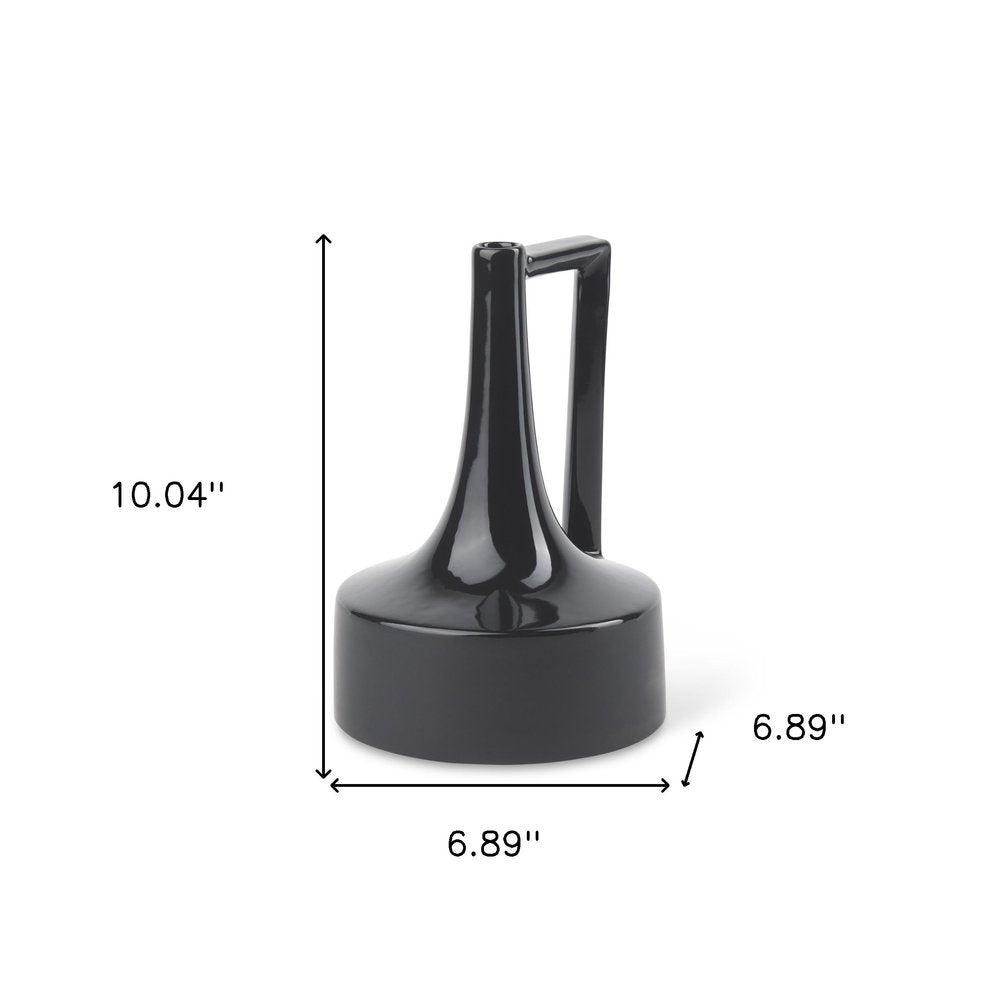 10" Black Ceramic Jug Vase HomeRoots