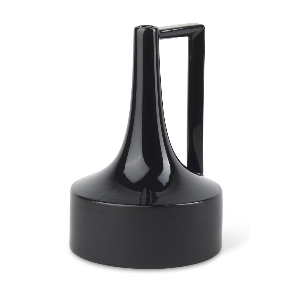 12" Black Ceramic Jug Vase — view 1