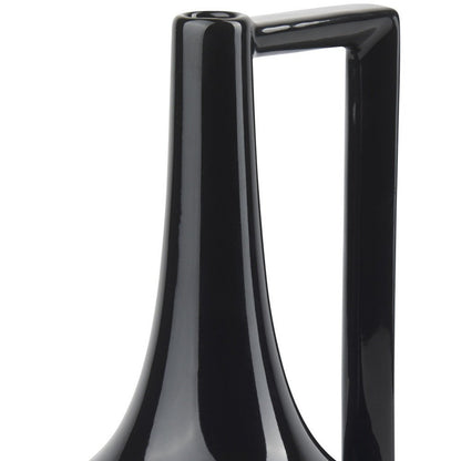 12" Black Ceramic Jug Vase HomeRoots