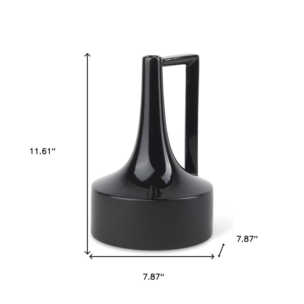 12" Black Ceramic Jug Vase HomeRoots