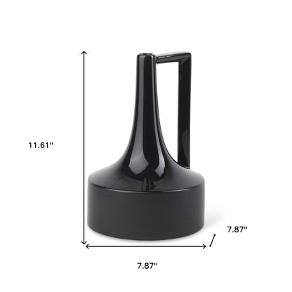 12" Black Ceramic Jug Vase HomeRoots