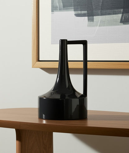 12" Black Ceramic Jug Vase HomeRoots