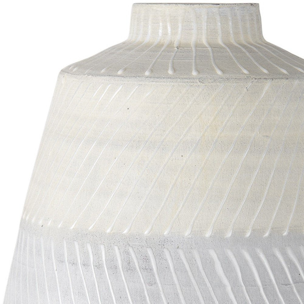 17" Cream And Gray Geometric Ceramic Table Vase HomeRoots