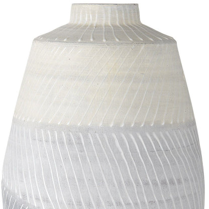 17" Cream And Gray Geometric Ceramic Table Vase HomeRoots
