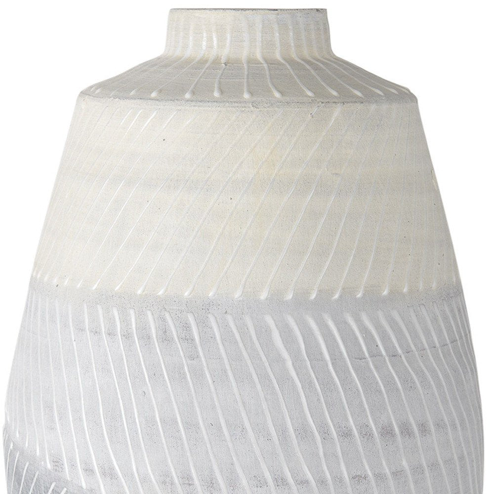 17" Cream And Gray Geometric Ceramic Table Vase — view 3