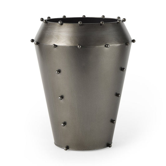 12" Gray Metal Table Vase HomeRoots