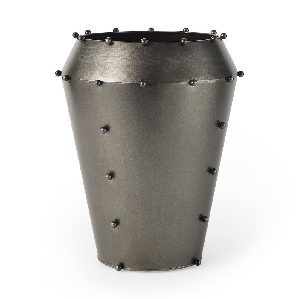 12" Gray Metal Table Vase — view 1