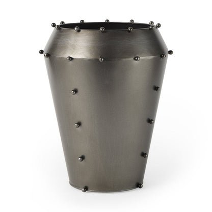 12" Gray Metal Table Vase HomeRoots