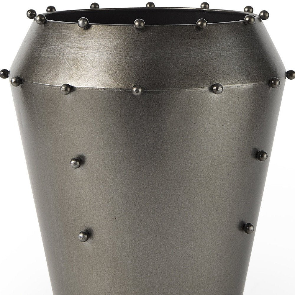 12" Gray Metal Table Vase HomeRoots