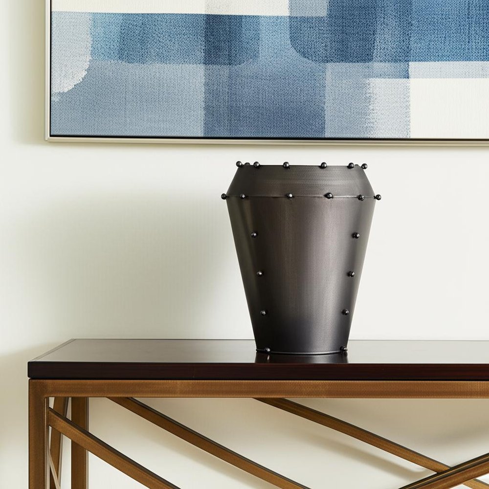 12" Gray Metal Table Vase — view 5