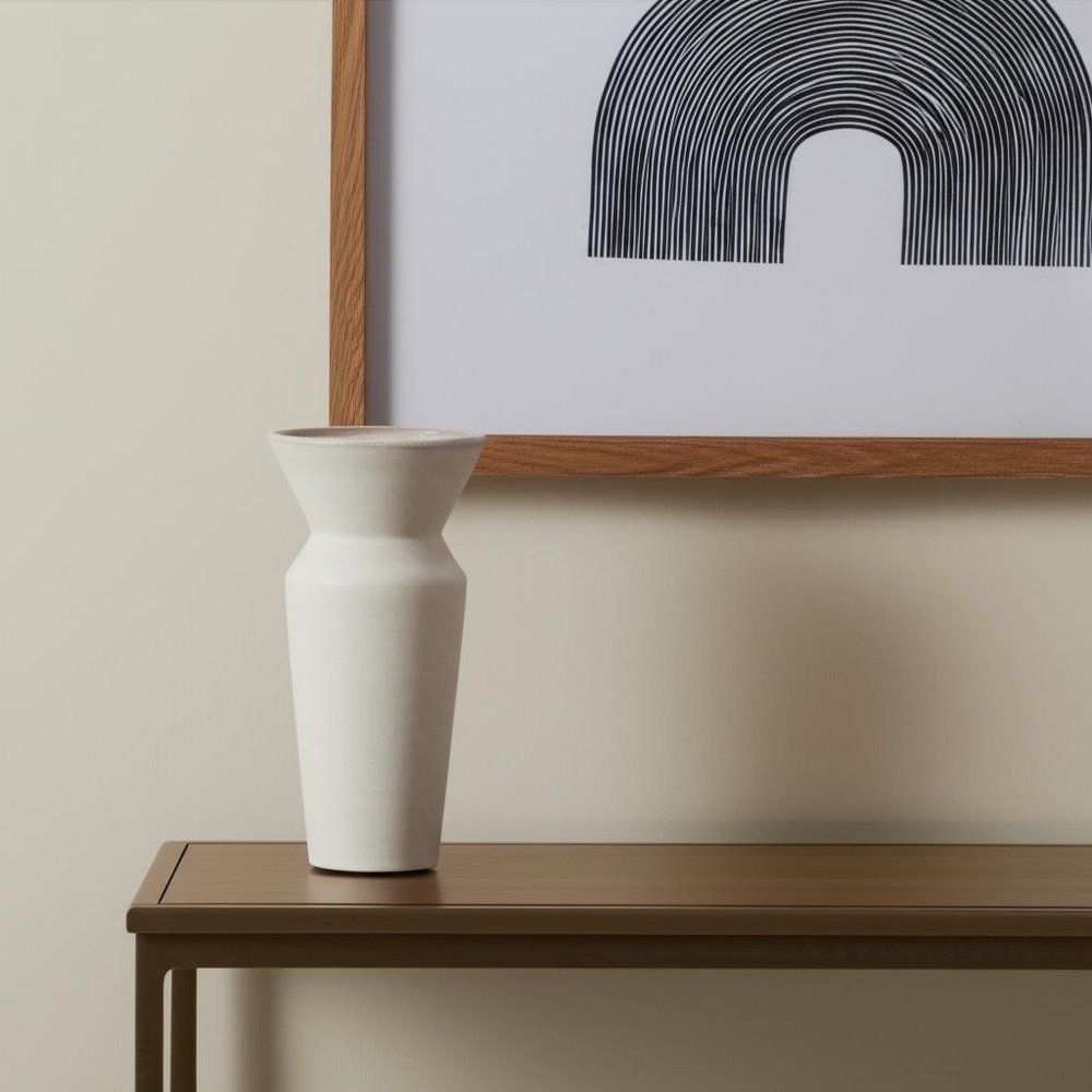 10" Cream Ceramic Table Vase HomeRoots