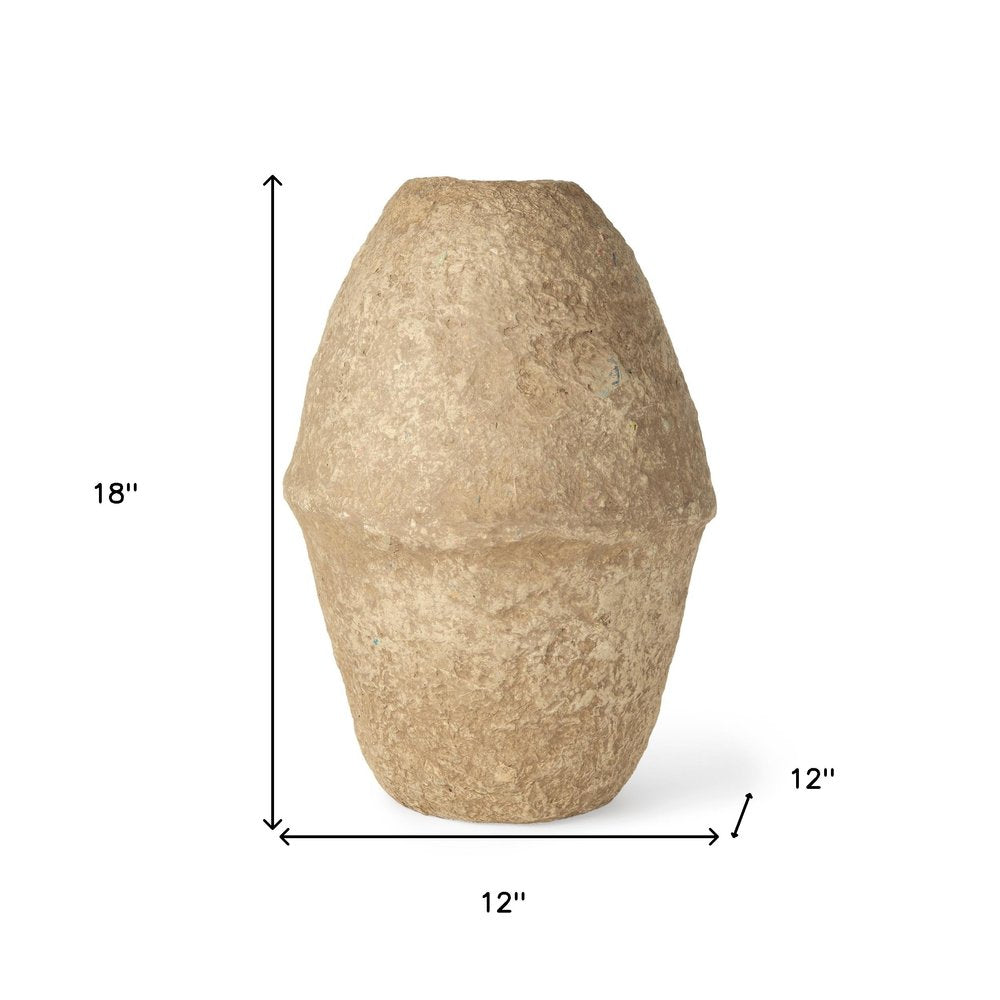 18" Beige Paper Mache Cylinder Table Vase HomeRoots