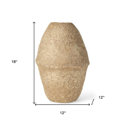 18" Beige Paper Mache Cylinder Table Vase HomeRoots