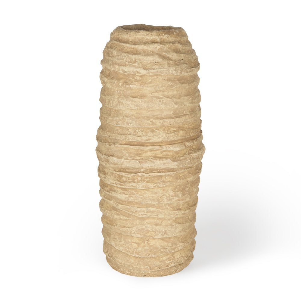 18" Beige Paper Mache Table Vase HomeRoots