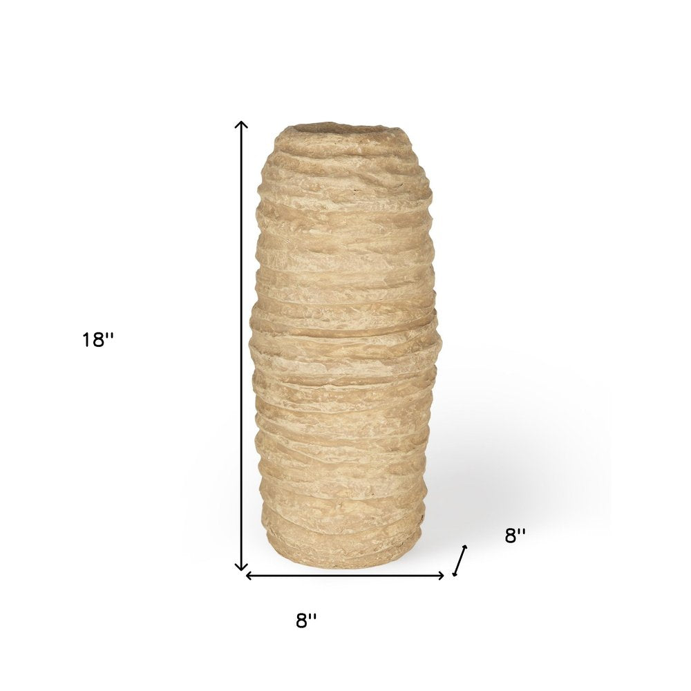 18" Beige Paper Mache Table Vase HomeRoots