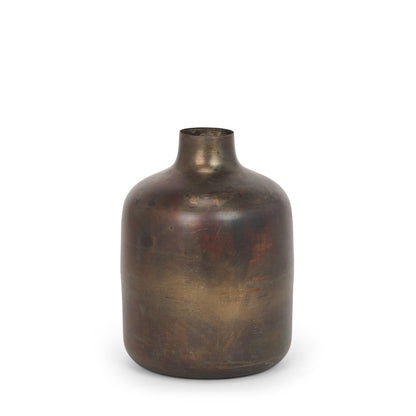 9" Antiqued Gold Metal Cylinder Table Vase HomeRoots