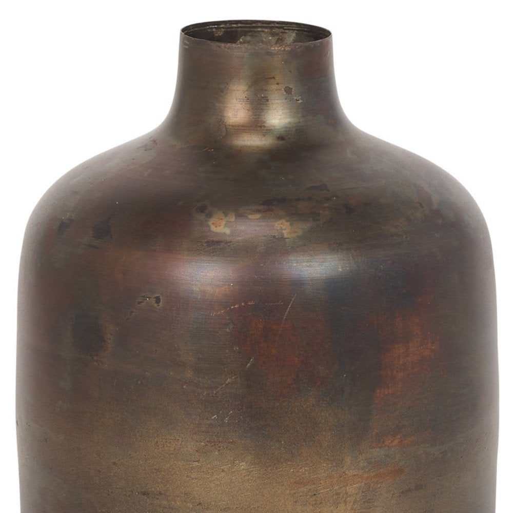9" Antiqued Gold Metal Cylinder Table Vase HomeRoots