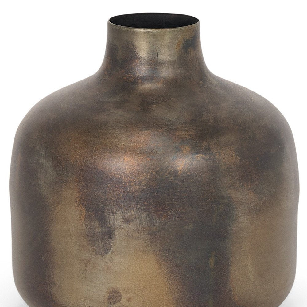 7" Antiqued Gold Metal Cylinder Table Vase HomeRoots