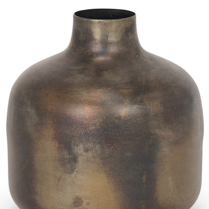 7" Antiqued Gold Metal Cylinder Table Vase HomeRoots