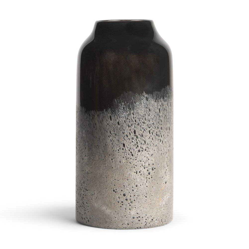 10" Black And Gray Abstract Glass Cylinder Table Vase — view 3