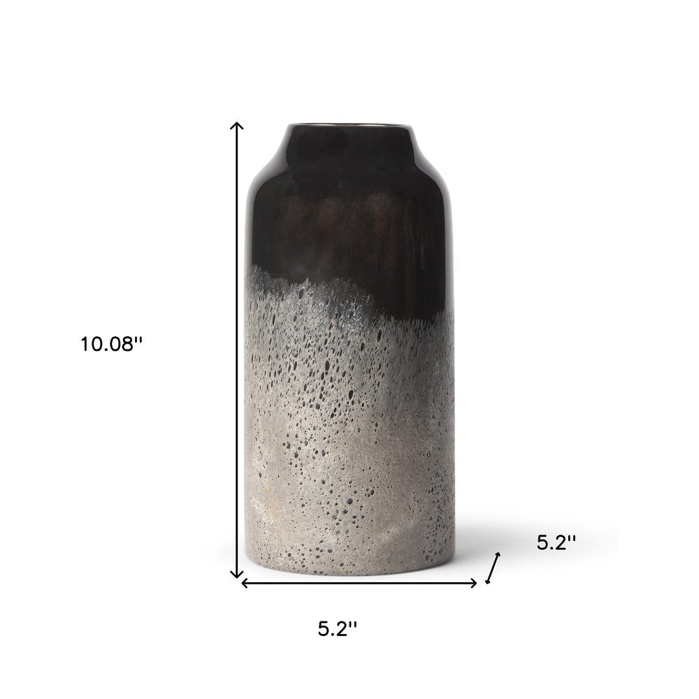 10" Black And Gray Abstract Glass Cylinder Table Vase — view 4