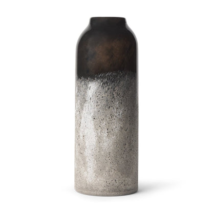 12" Black And Gray Glass Cylinder Table Vase