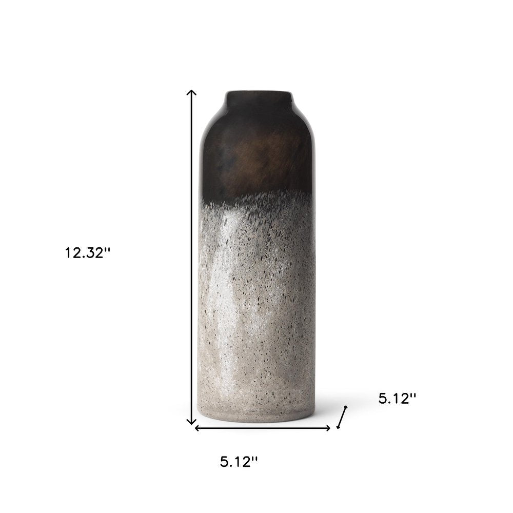 12" Black And Gray Glass Cylinder Table Vase — view 4