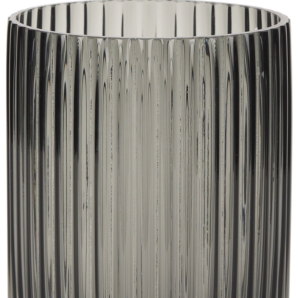 8" Black Cylinder Ribbed Glass Table Vase HomeRoots