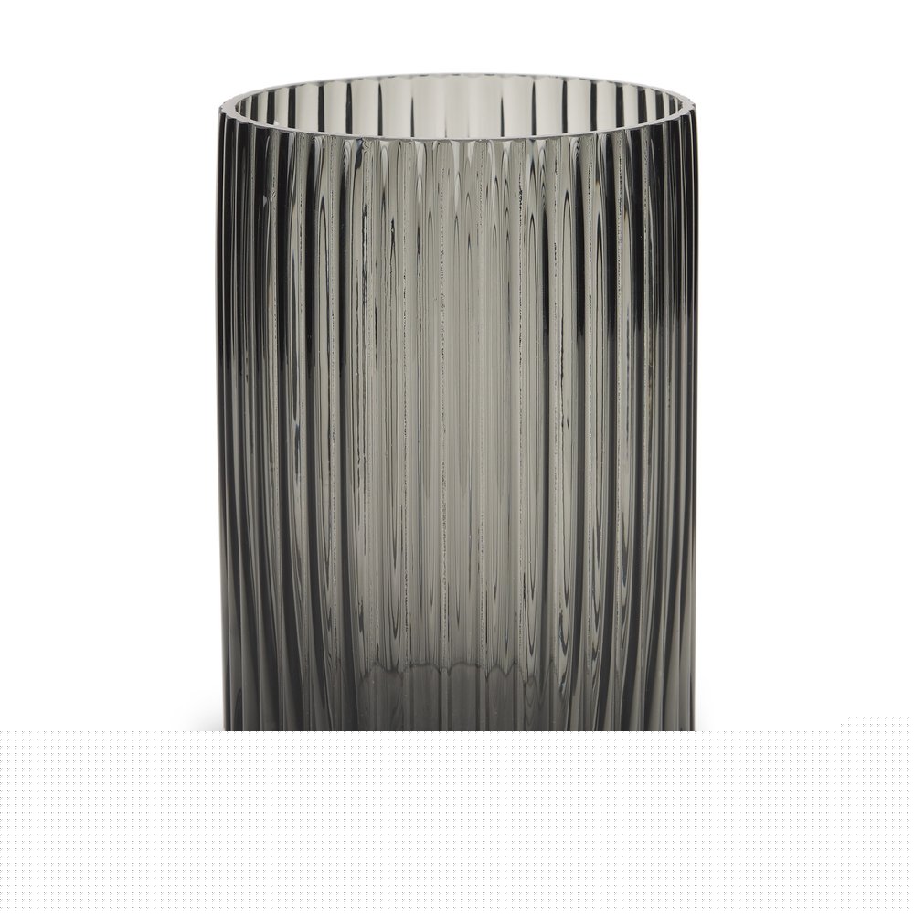 8" Black Cylinder Ribbed Glass Table Vase HomeRoots