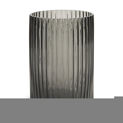 8" Black Cylinder Ribbed Glass Table Vase HomeRoots