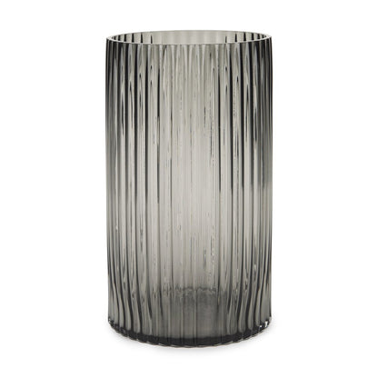 11" Black Cylinder Ribbed Glass Table Vase HomeRoots