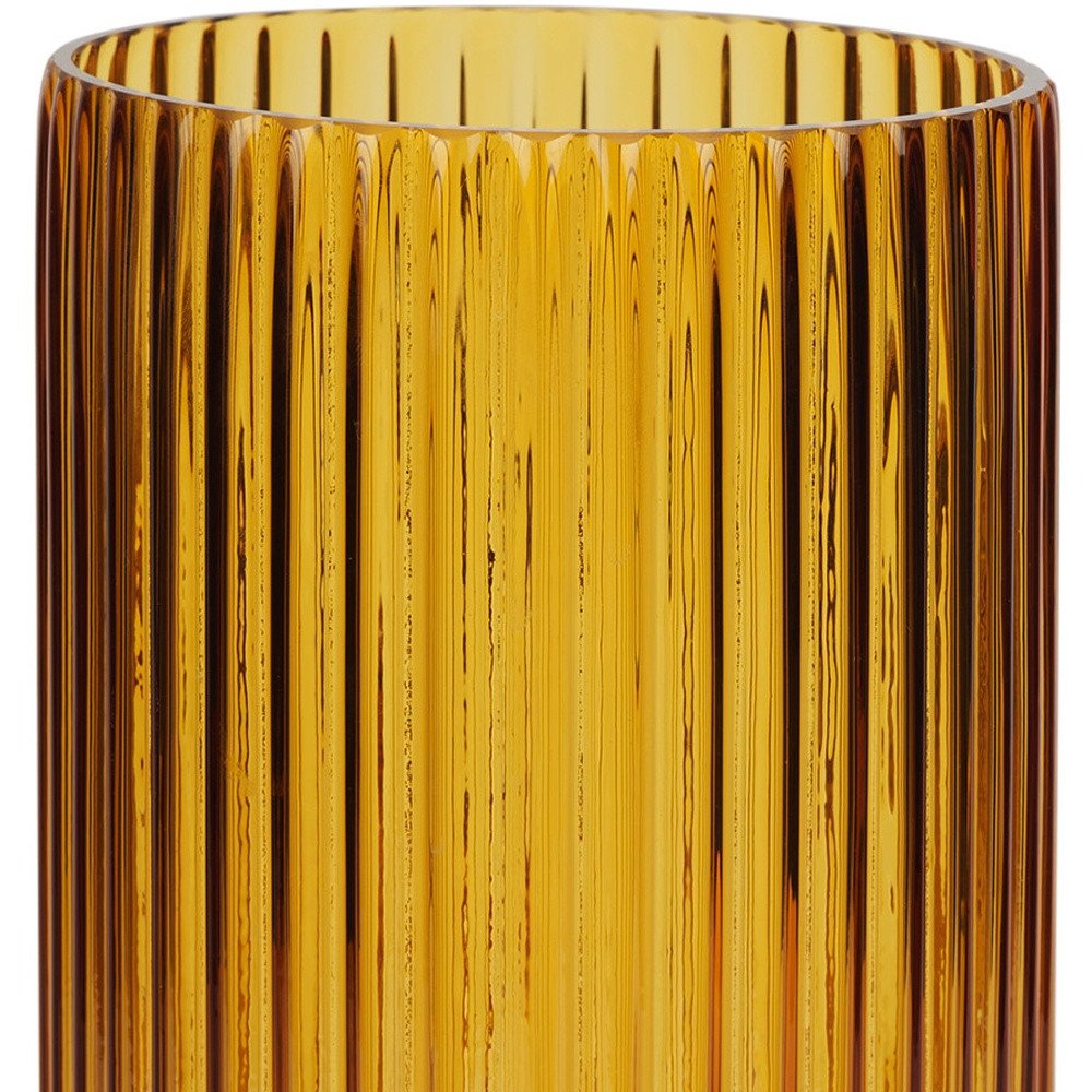 11" Amber Glass Ribbed Cylinder Table Vase HomeRoots