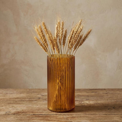 11" Amber Glass Ribbed Cylinder Table Vase HomeRoots