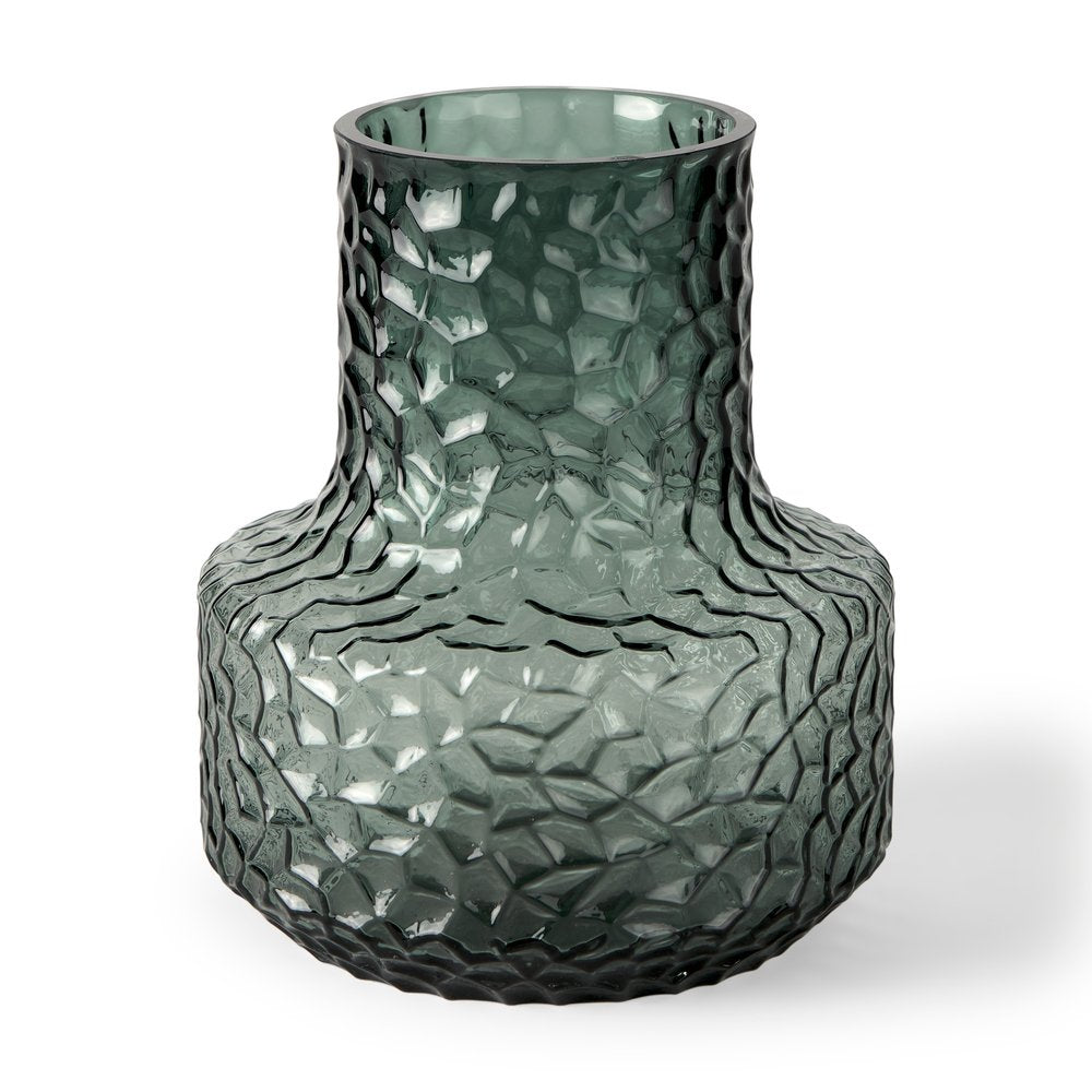 7" Green Faceted Glass Table Vase — view 1