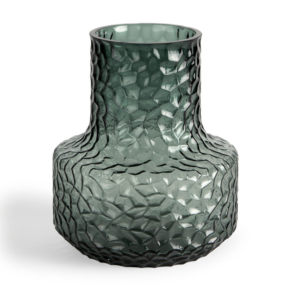 7" Green Faceted Glass Table Vase — view 2