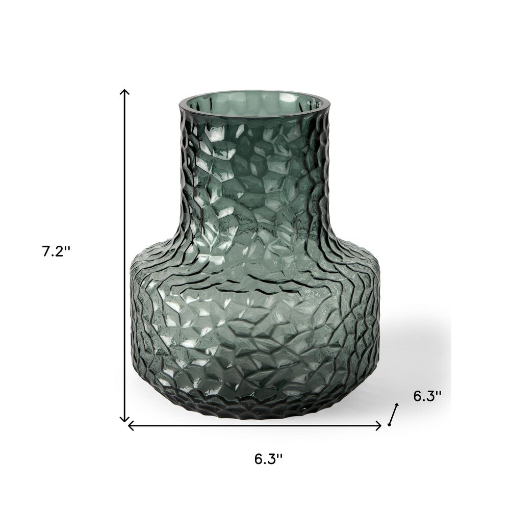 7" Green Faceted Glass Table Vase — view 3