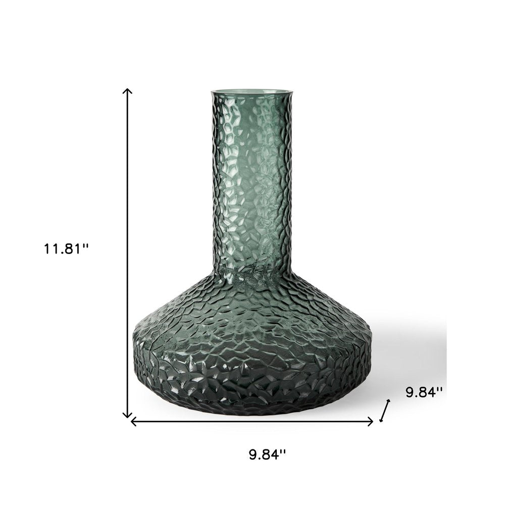 12" Green Faceted Glass Table Vase HomeRoots