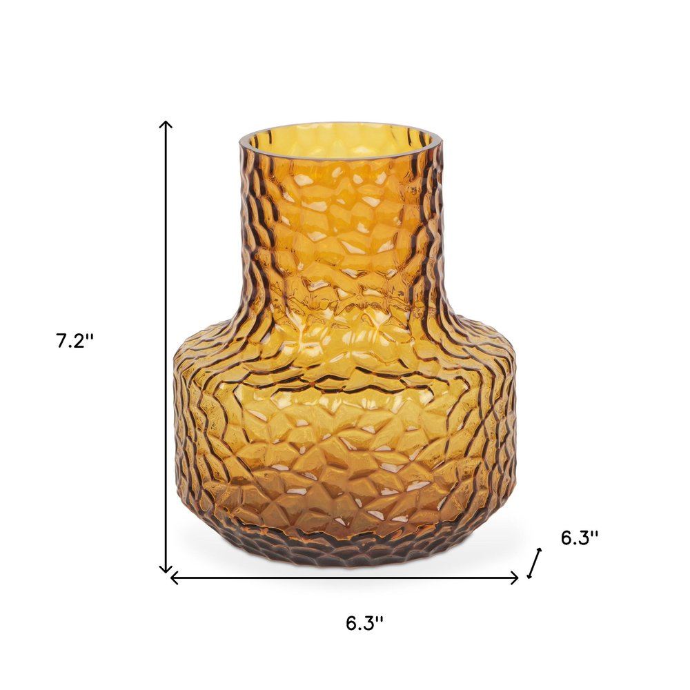 7" Amber Glass Faceted Table Vase — view 4