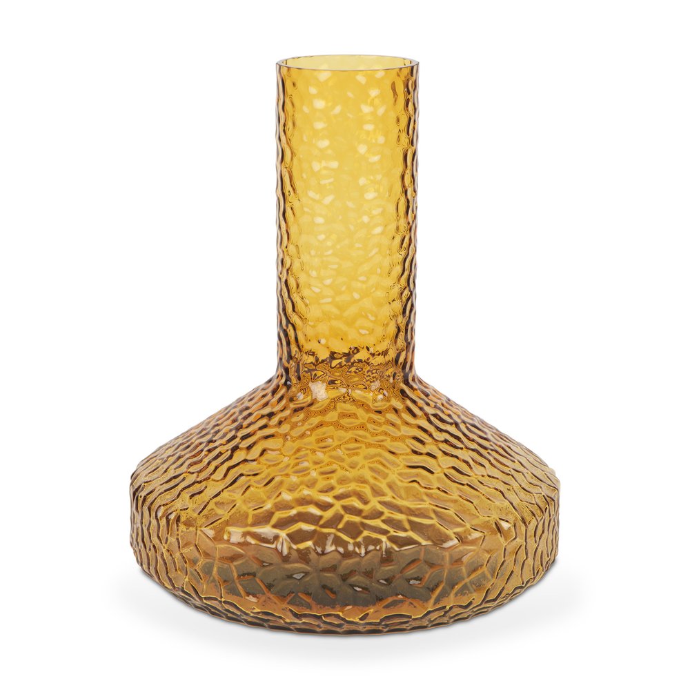 12" Amber Glass Faceted Table Vase — view 1
